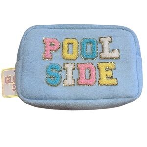 🦋Gloss & Glo Terry Cloth Pool Side blue pouch